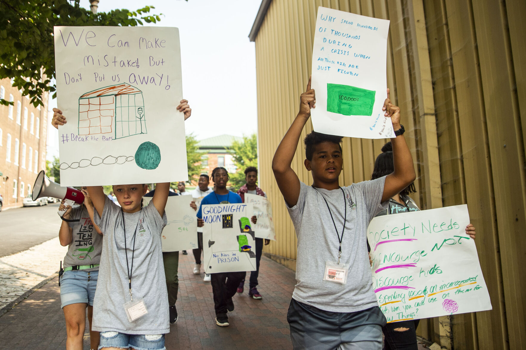 The Listening's Freedom School program march along Jefferson Street